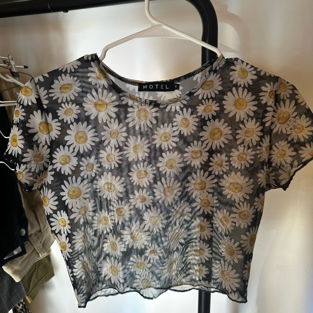 Motel Rocks sheer floral crop top
